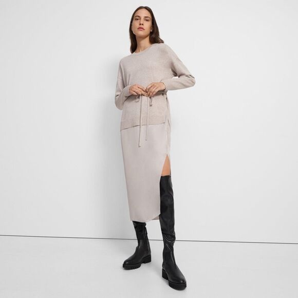 Theory Sweater Dress in Combo Twill Sz M - Picture 1 of 9